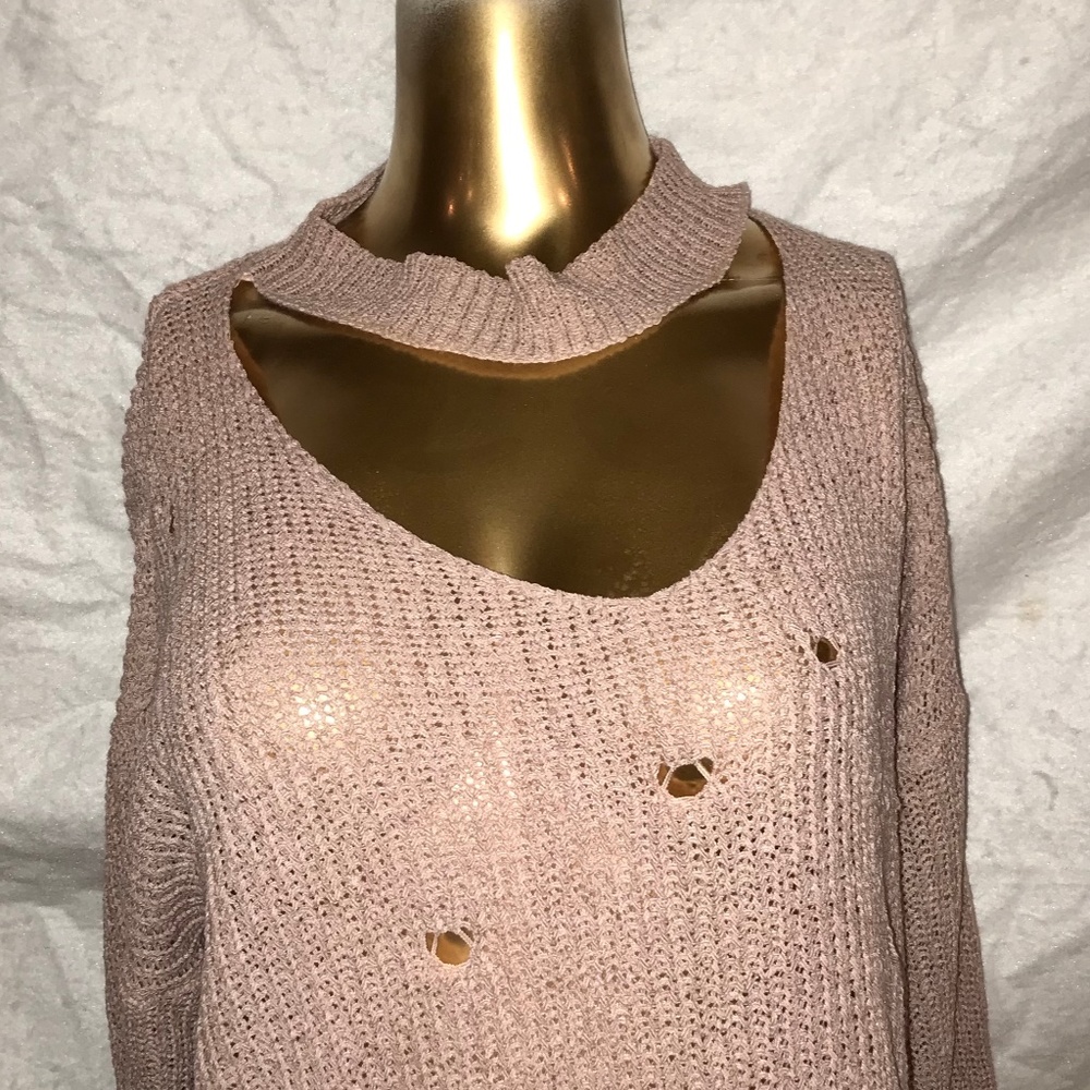 Choker Neck Cut Out Sweater  PPLA